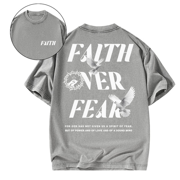 Faith Over Fear Christian Washed T-Shirt