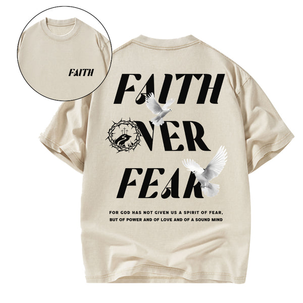 Faith Over Fear Christian Washed T-Shirt