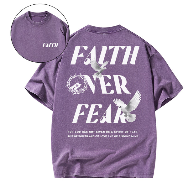 Faith Over Fear Christian Washed T-Shirt
