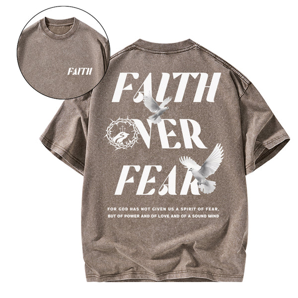 Faith Over Fear Christian Washed T-Shirt