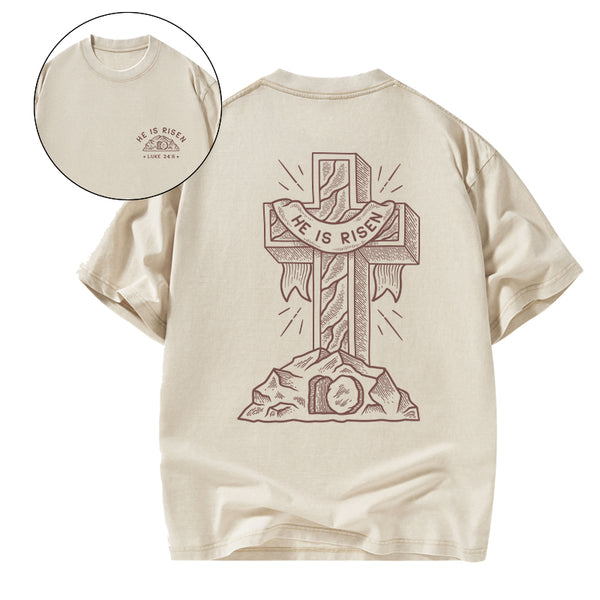 He Is Risen Christian Washed T-Shirt