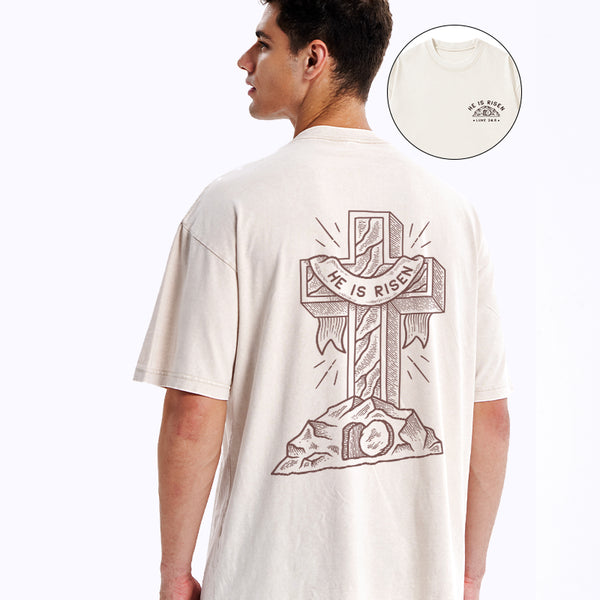 He Is Risen Christian Washed T-Shirt