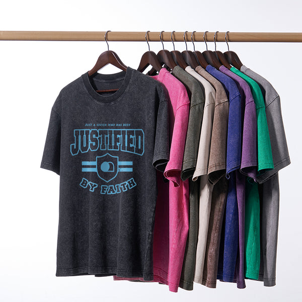 Just A Sinner Who Has Been Justified Christian Washed T-Shirt