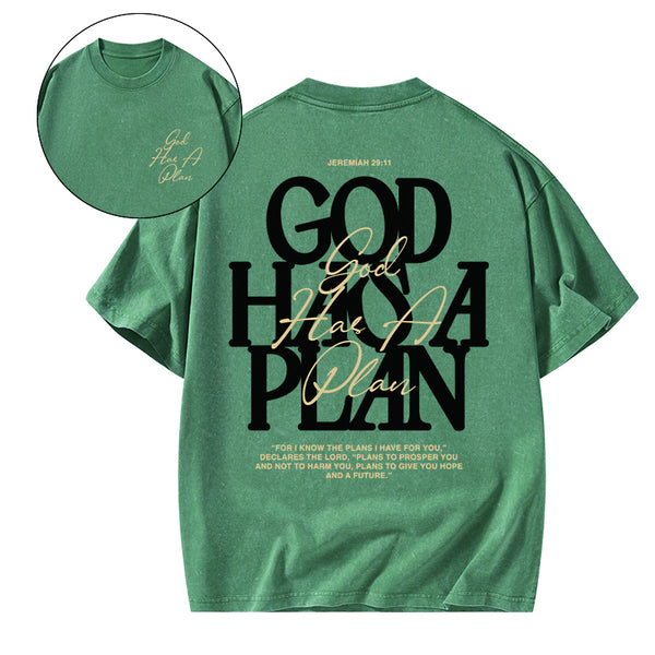 God Has A Plan Christian Washed T-Shirt