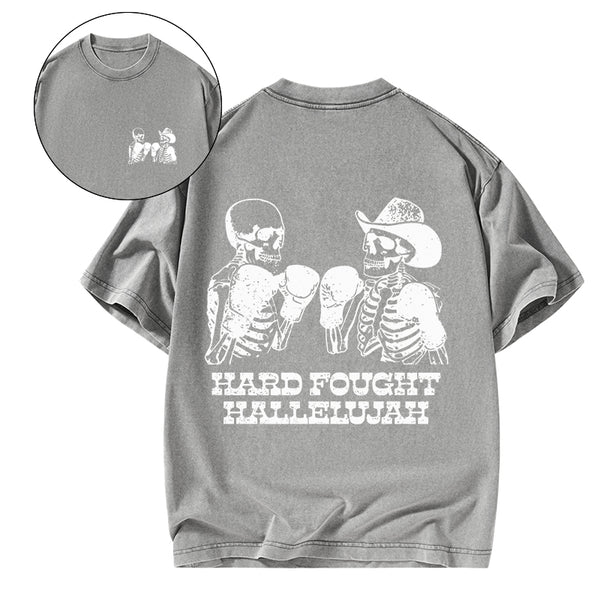 GC-WTSA1884 Hard Fought Hallelajah Christian Washed T-Shirt
