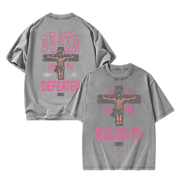 Death Defeated Christian Washed T-Shirt
