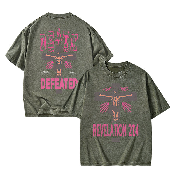Death Defeated Christian Washed T-Shirt