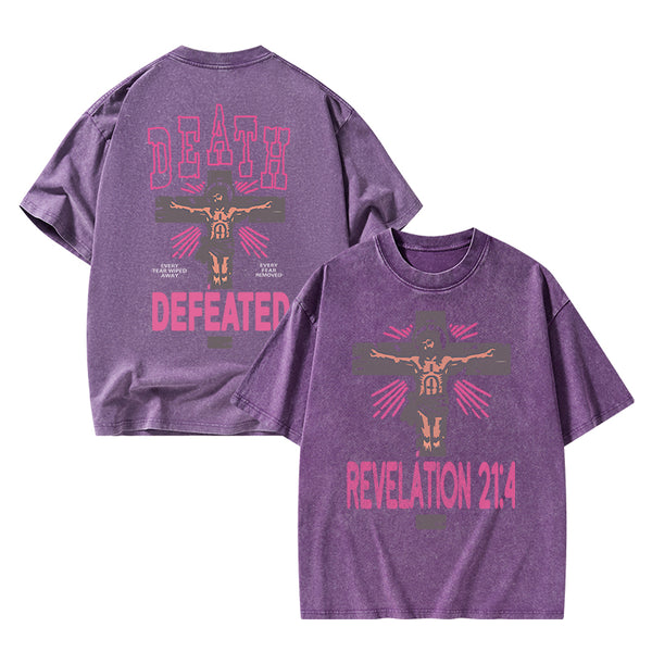 Death Defeated Christian Washed T-Shirt