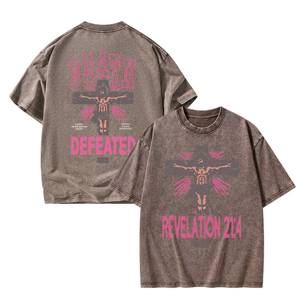 Death Defeated Christian Washed T-Shirt