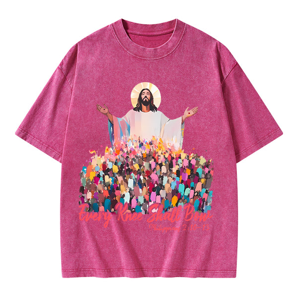 Every Knee Shall Bones Christian Washed T-Shirt