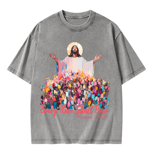 Every Knee Shall Bones Christian Washed T-Shirt