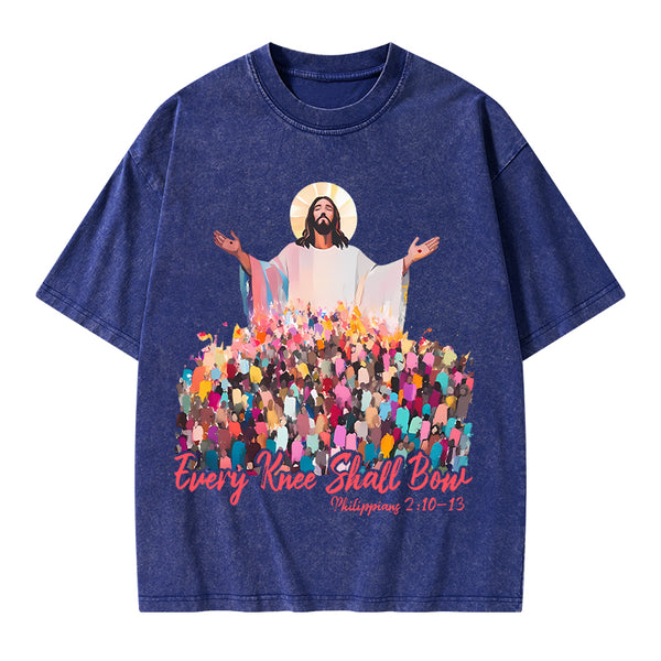 Every Knee Shall Bones Christian Washed T-Shirt