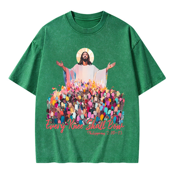 Every Knee Shall Bones Christian Washed T-Shirt