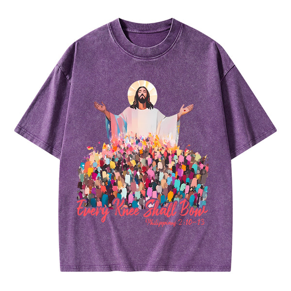 Every Knee Shall Bones Christian Washed T-Shirt