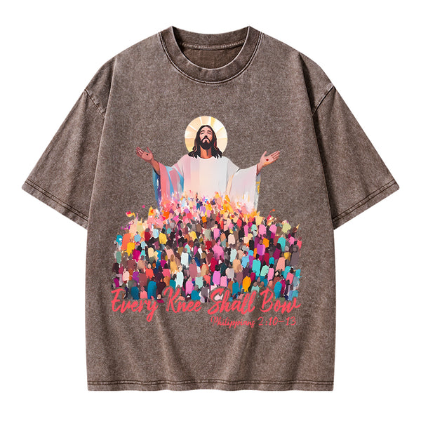 Every Knee Shall Bones Christian Washed T-Shirt