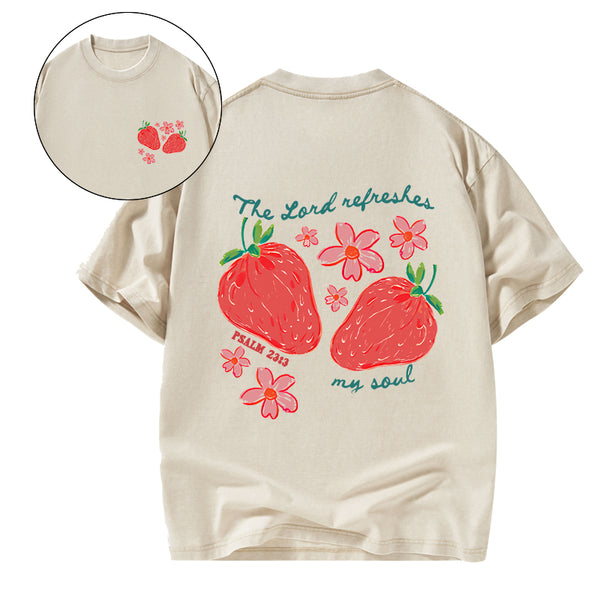 The Lord Refreshes My Soul Christian Washed T-Shirt