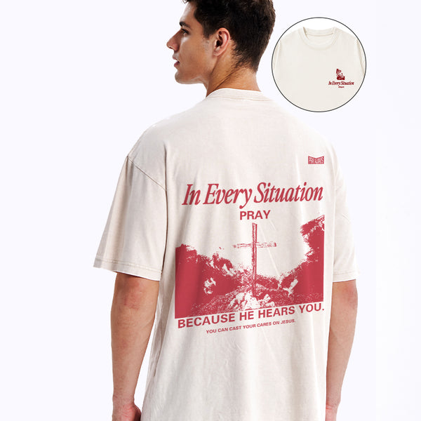 In Every Situation Pray Christian Washed T-Shirt