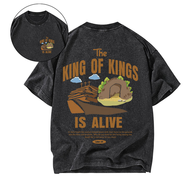 GC-WTSA1909 The King Of Kings Christian Washed T-Shirt