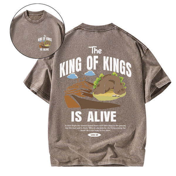 GC-WTSA1909 The King Of Kings Christian Washed T-Shirt
