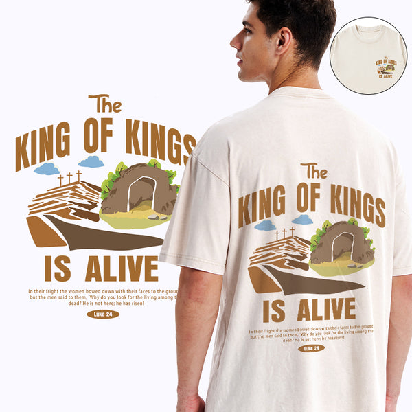 GC-WTSA1909 The King Of Kings Christian Washed T-Shirt