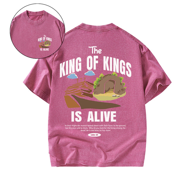 GC-WTSA1909 The King Of Kings Christian Washed T-Shirt