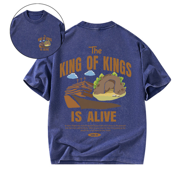 GC-WTSA1909 The King Of Kings Christian Washed T-Shirt