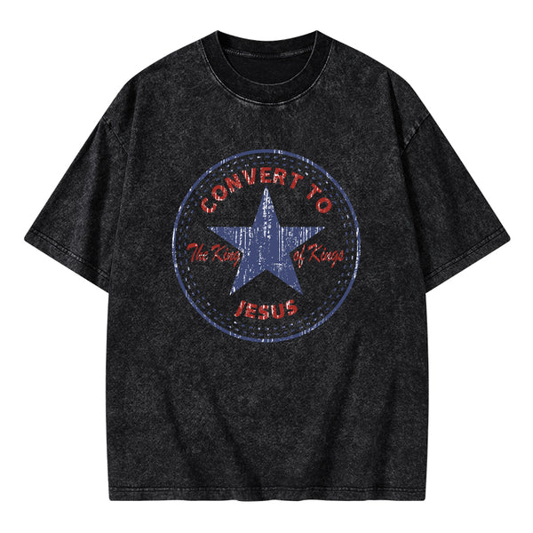 Convert to The King Of Kings Christian Washed T-Shirt