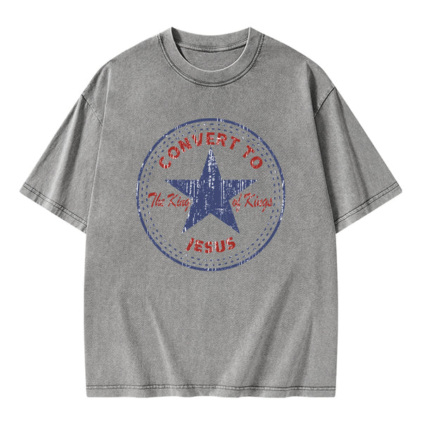 Convert to The King Of Kings Christian Washed T-Shirt