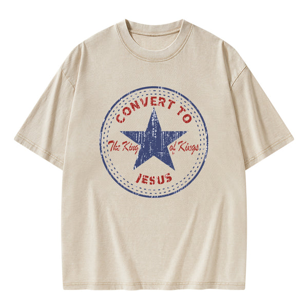 Convert to The King Of Kings Christian Washed T-Shirt
