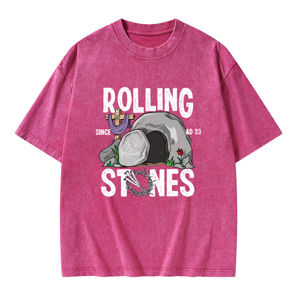 Rolling Stone Cross Christian Washed T-Shirt