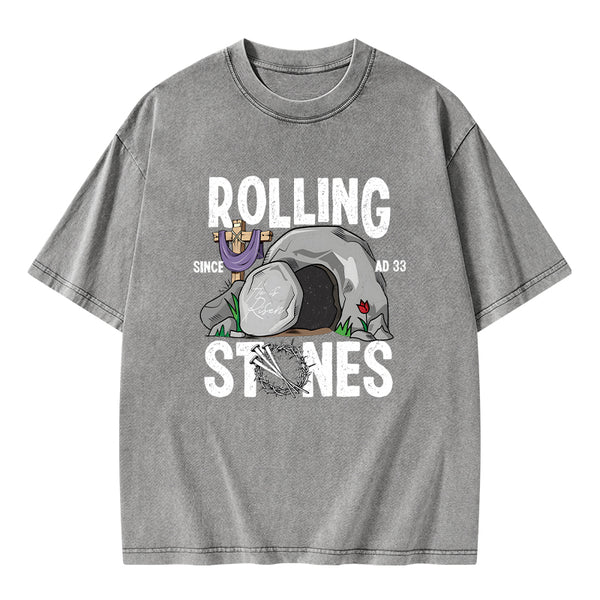 Rolling Stone Cross Christian Washed T-Shirt