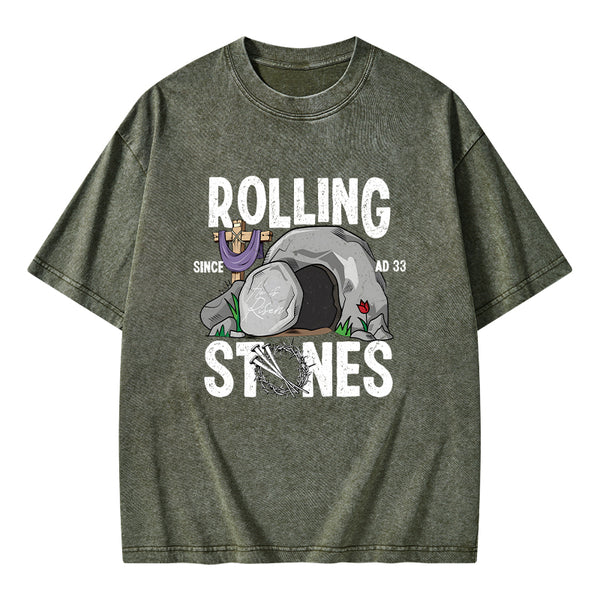 Rolling Stone Cross Christian Washed T-Shirt