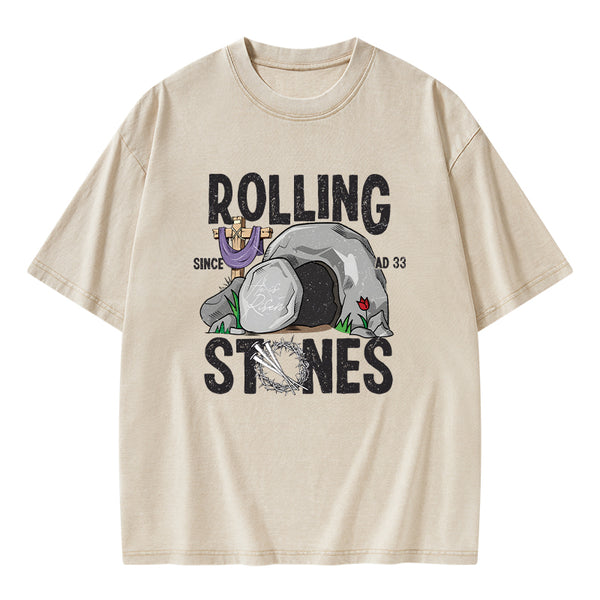 Rolling Stone Cross Christian Washed T-Shirt