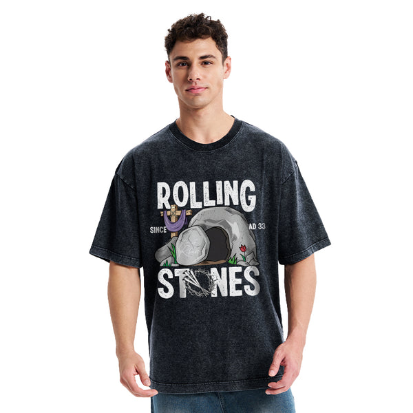 Rolling Stone Cross Christian Washed T-Shirt