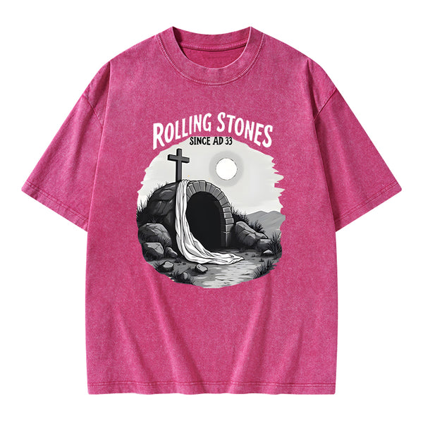 He is Risen Rolling Stones Christian Washed T-Shirt