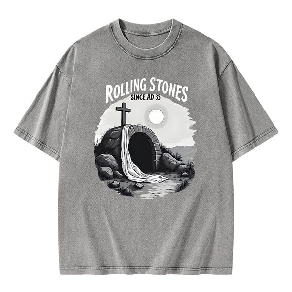 He is Risen Rolling Stones Christian Washed T-Shirt