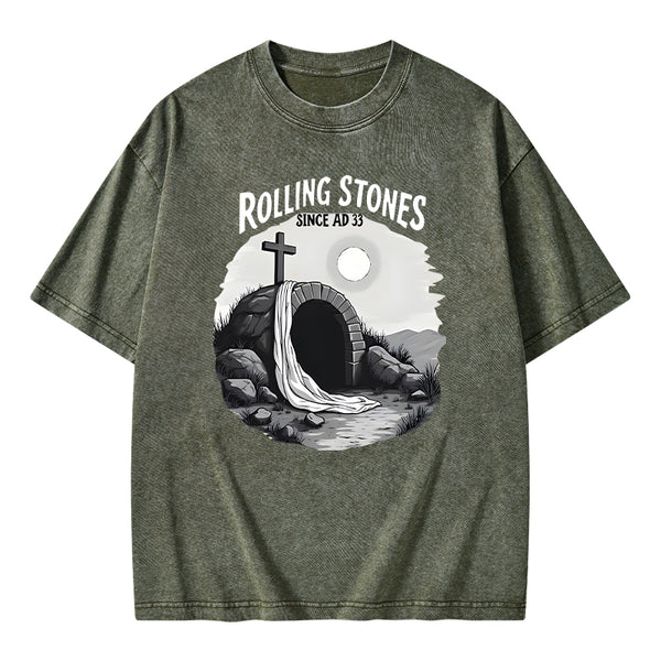 He is Risen Rolling Stones Christian Washed T-Shirt