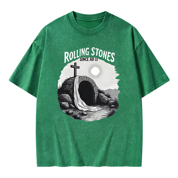 He is Risen Rolling Stones Christian Washed T-Shirt