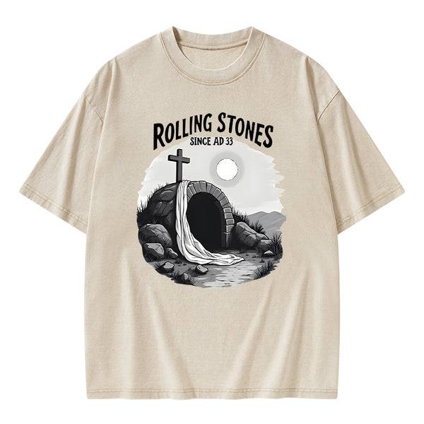 He is Risen Rolling Stones Christian Washed T-Shirt
