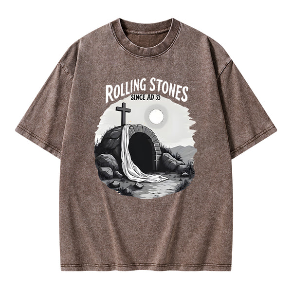 He is Risen Rolling Stones Christian Washed T-Shirt