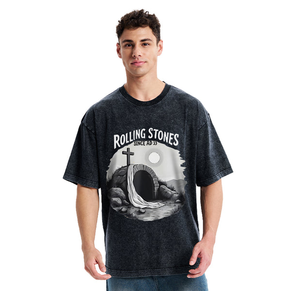 He is Risen Rolling Stones Christian Washed T-Shirt