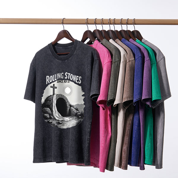 He is Risen Rolling Stones Christian Washed T-Shirt