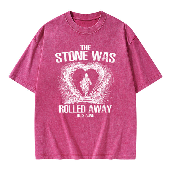 The Stone Was Rolling Away Christian Washed T-Shirt