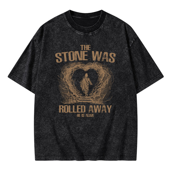 The Stone Was Rolling Away Christian Washed T-Shirt