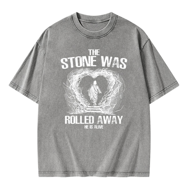 The Stone Was Rolling Away Christian Washed T-Shirt