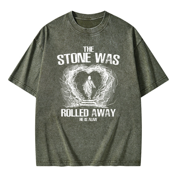 The Stone Was Rolling Away Christian Washed T-Shirt