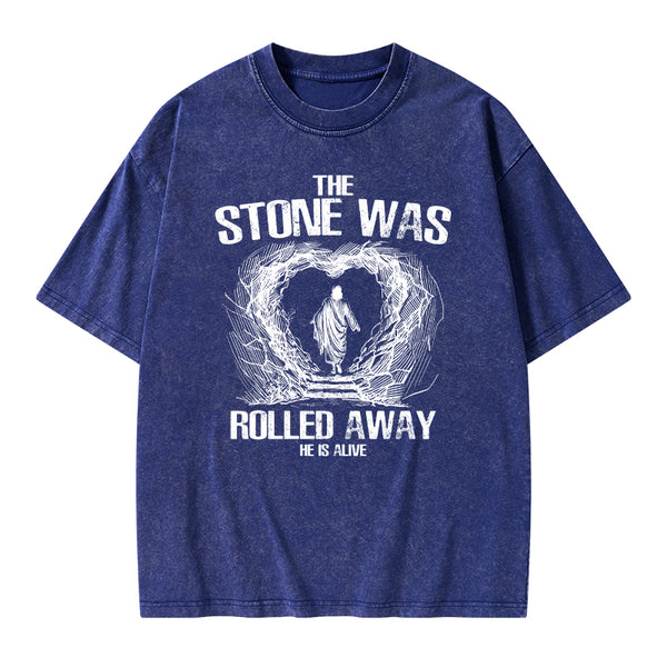 The Stone Was Rolling Away Christian Washed T-Shirt