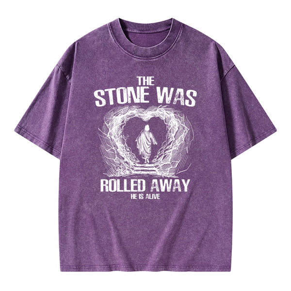 The Stone Was Rolling Away Christian Washed T-Shirt