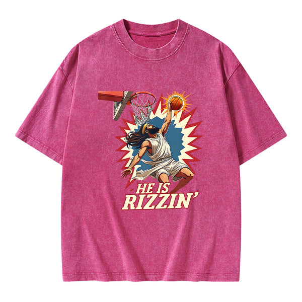 He Is Rizzen Jesus Christian Washed T-Shirt