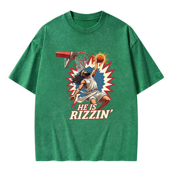 He Is Rizzen Jesus Christian Washed T-Shirt